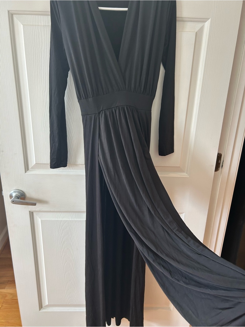 Fashion Nova Black Long Sleeve Wrap-Style Maxi Dress